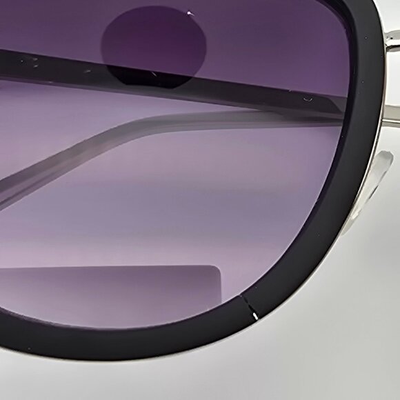 Quay Australia French Kiss Silver Black Frame Smoke Flat Lens Aviator Sunglasses - Picture 16 of 16